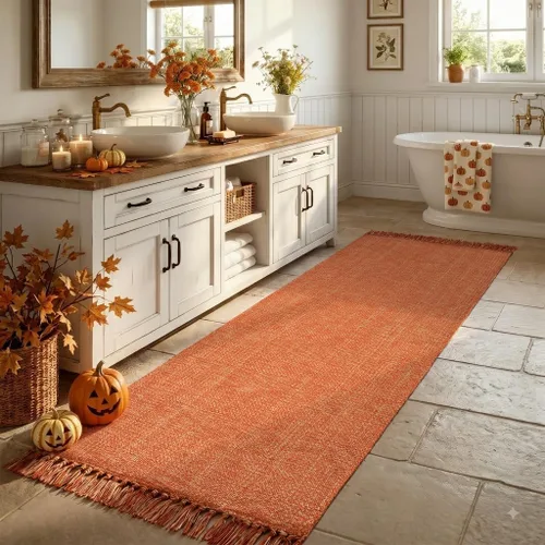 Vista 68 de Collive Alfombra de Baño Negra, 2' x 3' Tejida a Mano Lavable Alfombras Pequeñas de Cocina, Alfombra de Entrada Reversible de Algodón Alfombra