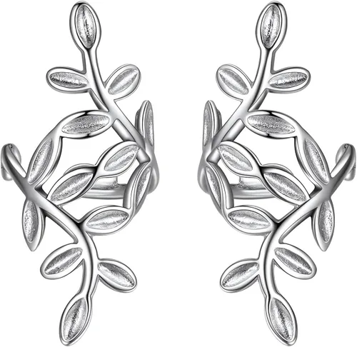 Vista 12 de SILVERCUTE 925 Sterling Silver Earrings for Women,Silver Cat/Dinosaur/Devil Horn/Leaf/Snake/Skeleton Various Stud Earrings or Ear Cuffs 01.cat