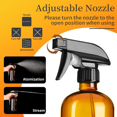 Vista 3 de Vitreaux Paquete de 6 botellas de spray de vidrio ámbar de 8 onzas, botellas de spray de vidrio recargables con boquilla ajustable, botella de spray