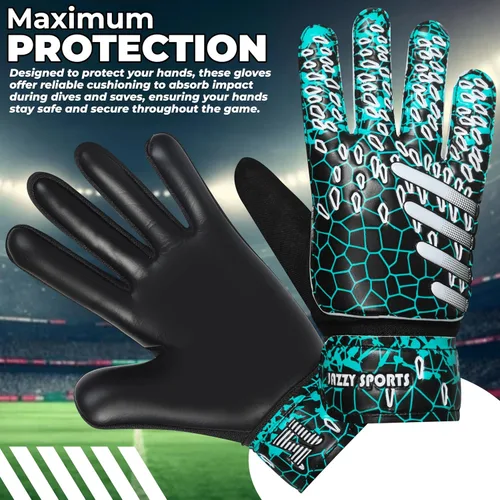 Vista 6 de Guantes de portero de fútbol para niños, jóvenes y adultos, guantes de portero de fútbol funky con doble protección para la muñeca de 0.157 in
