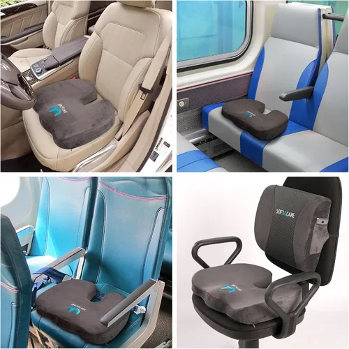 Vista 5 de Cojín para asiento (espuma viscoelástica ortopédica y lumbar, 2 unidades), color gris oscuro 2 pcs