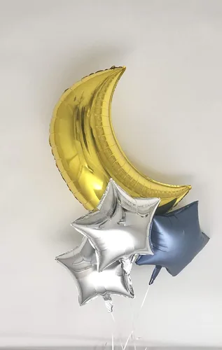 Vista 2 de Sweet Moon Ramo de globos de luna y estrella de 16 piezas, decoración para baby shower, cumpleaños, revelación de género, Eid y Ramadán (azul)