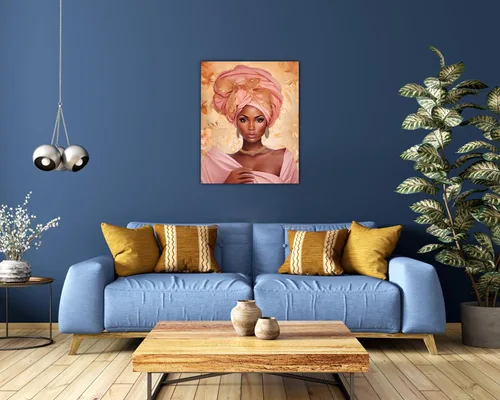 Vista 290 de Arte de pared afroamericano, decoración de rey y reina bailarín negro para sala de estar, arte de pareja de amor negro para dormitorio, lienzo