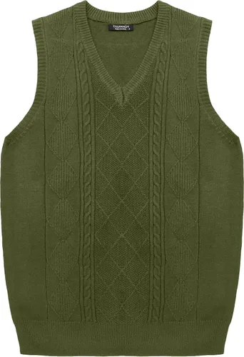 Vista 4 de COOFANDY Chaleco de Suéter con Cuello en V para Hombre Chaleco de Punto Casual Pullover Chaleco Ajuste Ceñido Sin Mangas Ligero Chaleco de Suéter