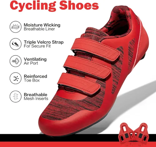 Vista 3 de Men's Women's Riding Cycling Shoes with Delta Cleat Set Compatible with Peloton SPD for Indoor & Outdoor Road Racing Lock Pedal Bike