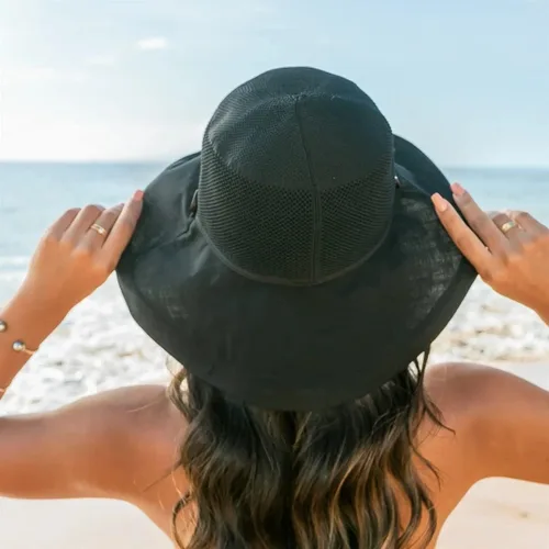 Vista 4 de Sombrero de playa con protección UV para el sol de verano Negro