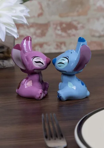Vista 6 de Enesco Disney Cerámicas Stitch y Ángel - Juego de salero y pimentero, 3.5 pulgadas, multicolor