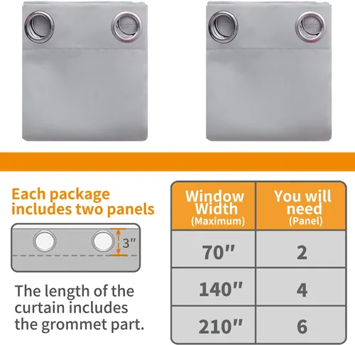 Vista 7 de YoungsTex Cortinas 100% opacas de 72 pulgadas de largo para dormitorio, cortinas opacas con aislamiento térmico y ojales, forro grueso y pesado