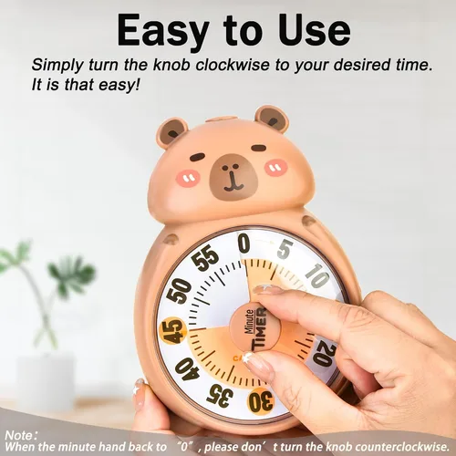 Vista 2 de Cute Visual Timer for Kids, Kids 60 Minute Countdown Timer for Teaching, Silent Time Management Tools for Home Classroom Office Kitchen, Desk Timer