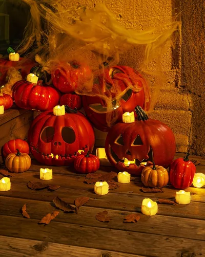 Vista 7 de Homemory 12 piezas de velas de té con temporizador, velas de té parpadeantes sin llama que se encienden automáticamente, funcionan con pilas, se