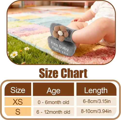 Vista 4 de Calcetines de algodón con agarre antideslizante para bebés, bebés, niñas, regalos para niñas