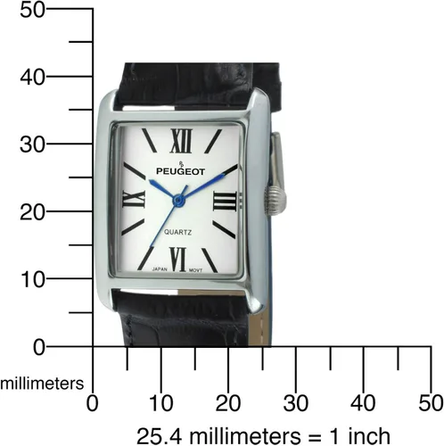 Vista 7 de Peugeot - Reloj de vestir de cuero con forma de tanque para mujer con números romanos, Reloj de vestir sin mangas para mujer