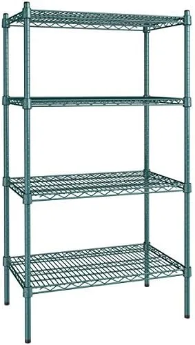 Vista 143 de Kit de 4 estantes de epoxi verde NSF de 21 x 72 pulgadas con postes de 86 pulgadas, estantería de almacenamiento resistente, kit de estantería