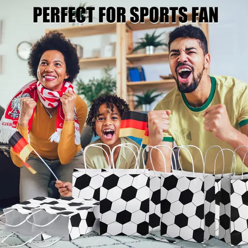 Vista 7 de Fainne 30 bolsas de regalo de fútbol, bolsas de regalo de fútbol, bolsas de papel con asas para dulces, aperitivos deportivos, bolsa de regalo