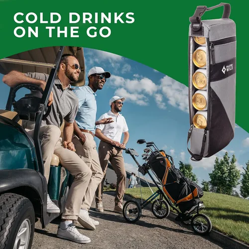 Vista 2 de Falcona Wild Bolsa enfriadora de golf más 2 paquetes de hielo – Mantiene las bebidas frías durante horas – Capacidad para 6 latas – Cabe