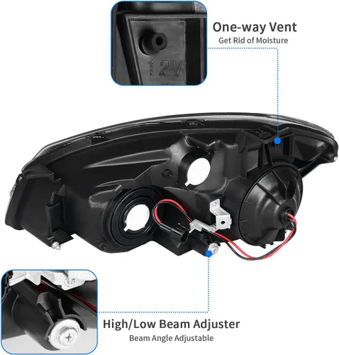 Vista 4 de DWVO Conjunto de faros delanteros compatible con Faros Altima 05 06 2005 2006 2006, par de repuesto para el lado del conductor y del pasajero