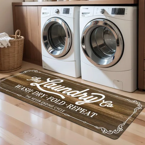Vista 31 de Pauwer - Alfombra de cocina estilo granja, 20"X48", beige, antideslizante, lavable, hecha a máquina Goma, lavable, duradero, fácil de limpiar