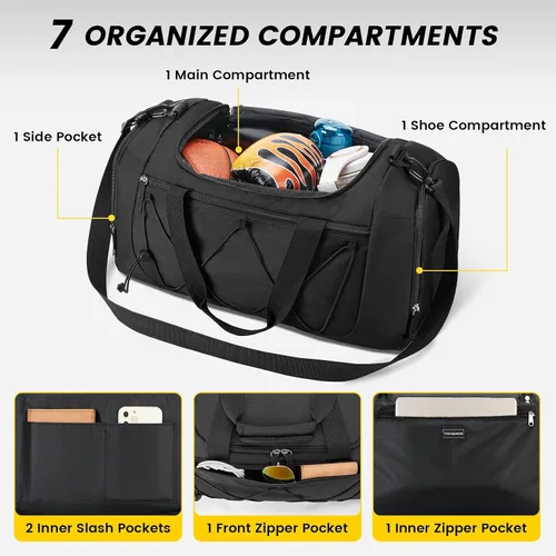 Vista 3 de Vorspack Bolsa de gimnasio para hombres Bolsa de lona de 151821 pulgadas para viajes, bolsa de lona ligera para artículos personales, bolsa