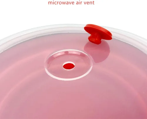 Vista 7 de CARTINTS Cuencos de silicona plegables rojos para almacenamiento de alimentos, con tapas a prueba de fugas, aptos para microondas y congelador