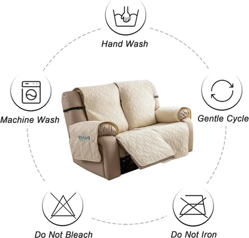 Vista 8 de Genina - Funda impermeable para sillón reclinable de dos plazas, funda antideslizante para sofá, funda para sofá reclinable de 2 plazas, funda