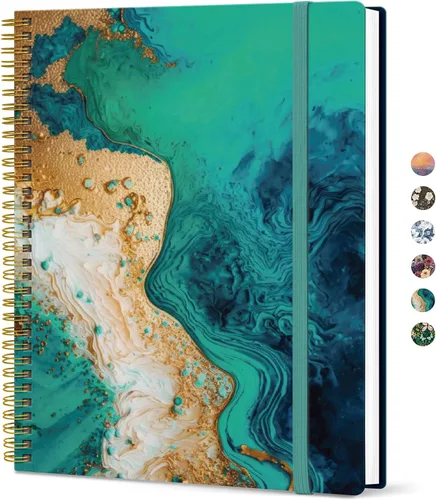 Vista 10 de Taja Diario Grande con Líneas en Espiral para Mujeres, Cuadernos de 8.5" x 11" para Trabajo con Rayado Universitario, Cuadernos A4 Estéticos Bonitos