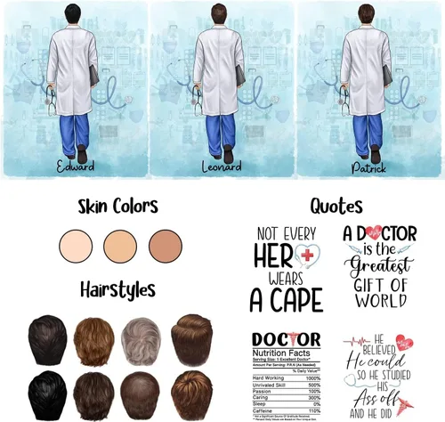 Vista 6 de Taza de café con nombre personalizado para médicos, taza de café personalizada para médicos, regalo para hombres, hombres, doctores, estetoscopio
