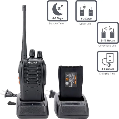 Vista 4 de Walkie Talkies - Paquete de 10 radios recargables de dos vías con auricular, radio UHF de 16 canales, batería de iones de litio y cargador incluido