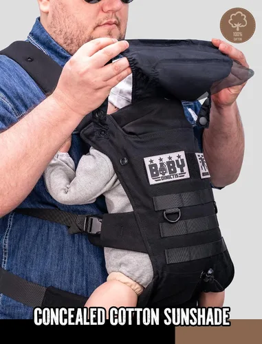 Vista 6 de Portabebés ergonómico con soporte lumbar para bebés y niños pequeños (8-33 libras), acogedor y ligero portabebés militar para padres grandes y Negro