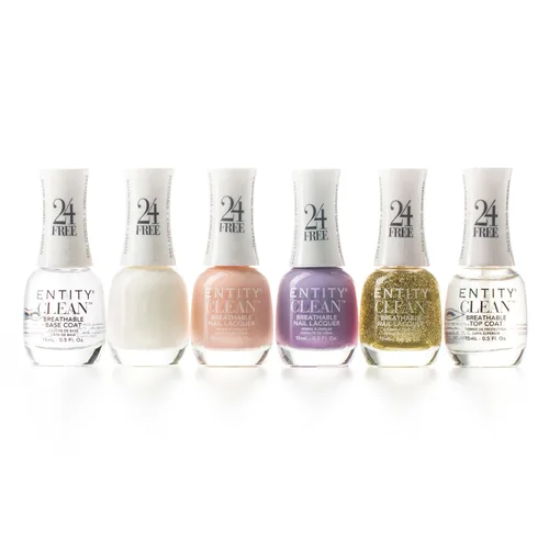 Vista 7 de Entity Juego de esmalte de uñas limpio, paquete de 6 esmaltes de uñas combinado con capa superior y base, juego libre de crueldad animal y vegano