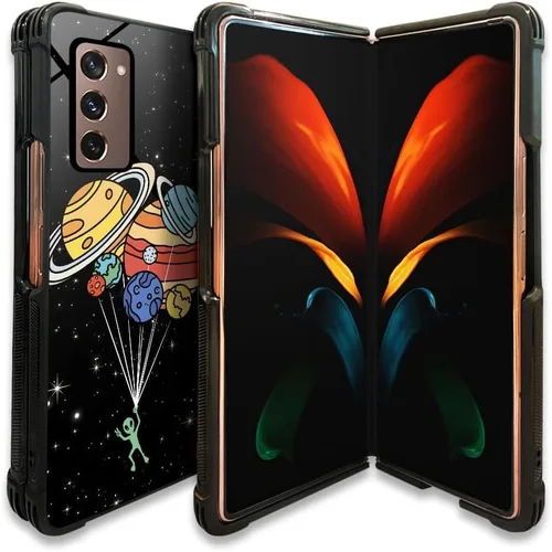 Vista 2 de Funda compatible con Samsung Galaxy Z Fold 2 5G, sistema solar de globo alienígena, diseño de patrón increíble, a prueba de golpes, antiarañazos