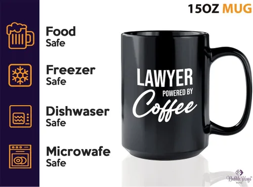 Vista 3 de Lawyer - Taza de café de 15 onzas, color negro, regalo para abogado para la escuela de leyes, graduación, policía, abogado, piloto, motocicleta