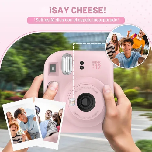 Vista 3 de Fujifilm Cámara instantánea Instax Mini 12 color rosa flor + estuche personalizado Minimate + película fotográfica Fuji Instax 10 hojas y álbum