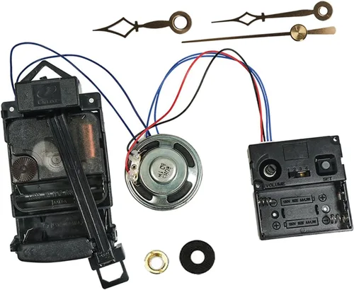 Vista 4 de Milageto Kit de mecanismo de movimiento de reloj de péndulo con caja de música y altavoz, eje de 0.669 in de largo para reparación y fabricación