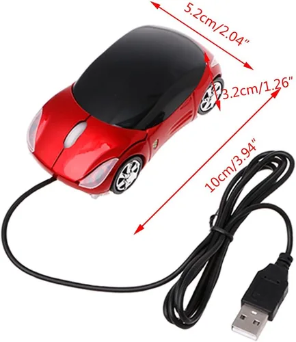 Vista 2 de 1000DPI Mini forma de coche USB óptico con cable innovador 2 faros ratón para PC ordenador portátil