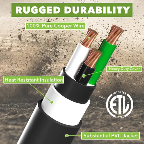 Vista 5 de Cable de extensión de alimentación RV de 10 pies con indicador de alimentación LED, enchufe estándar de 30 amperios macho a hembra