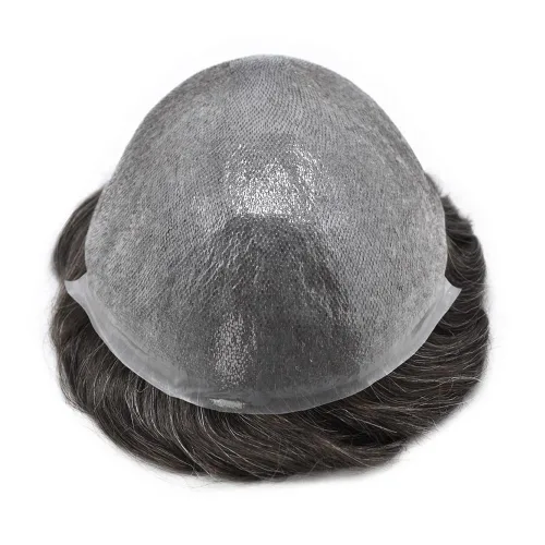 Vista 7 de Toupee para hombres, pieza de cabello humano real, sistema de reemplazo de cabello de piel ultrafina, piezas de cabello tipo tupé, prótesis