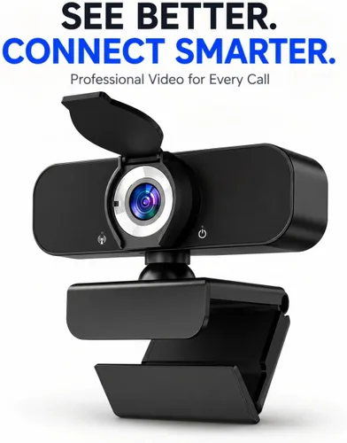 Vista 9 de Cámara Web 1080P para Computadora/Laptop/Escritorio/PC, Cámara Externa con Micrófono, USB Plug&Play, Corrección Automática de Baja Luz, Cubierta