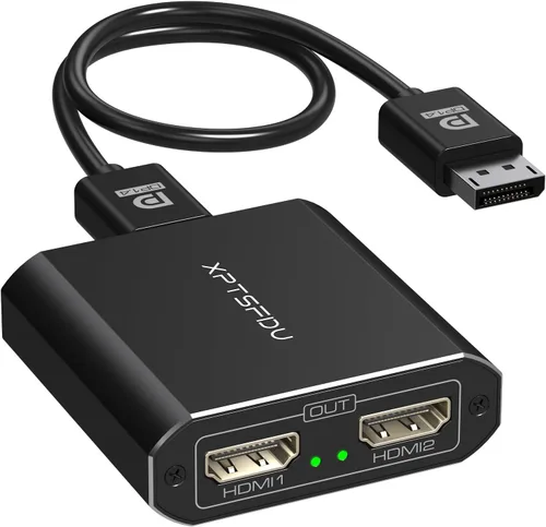Vista 10 de Divisor DisplayPort a Dual Displayport 4K120Hz DP a DP dual para monitores duales compatible con pantalla espejada/extendida solo para Windows