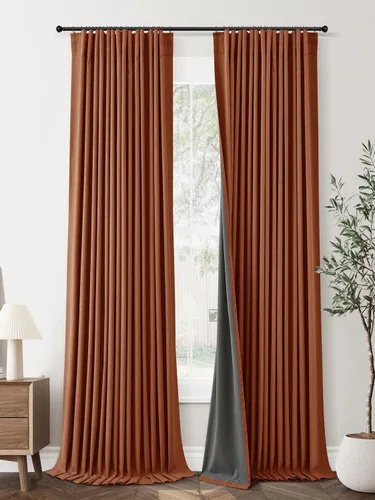 Vista 38 de Jowels Cortinas opacas de lino natural de 96 pulgadas de largo, 2 paneles
