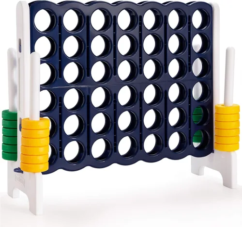 Vista 10 de COSTWAY Juego Gigante Jumbo 4 en Raya, Conecta 4 para Niños y Adultos, 3.5 Pies de Alto para Interiores y Exteriores con 42 Anillos Jumbo