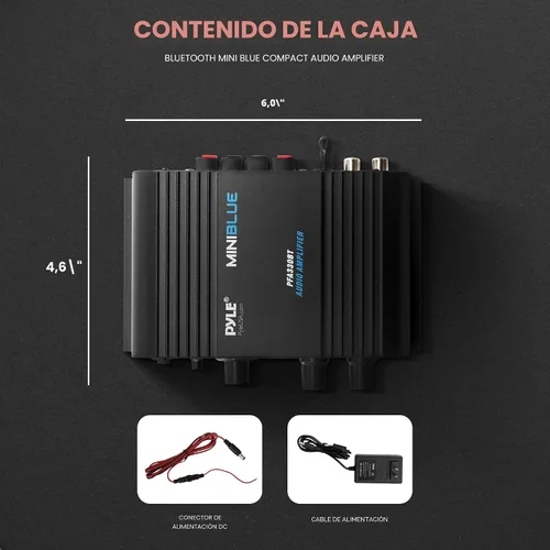 Vista 6 de Pyle PFA330BT mini amplificador inalámbrico estéreo Bluetooth de 90 Watt - entradas para micrófono, RCA, y auxiliar de 3,5 mm