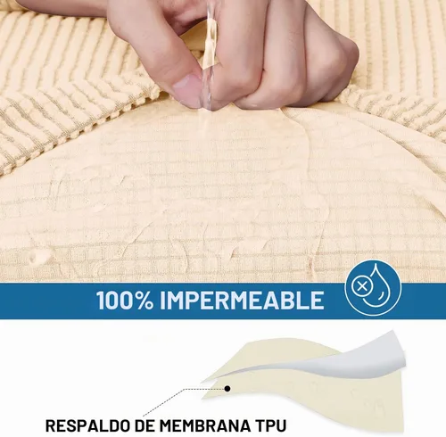 Vista 3 de hyha Fundas impermeables para sofá seccional, fundas de cojín Beige