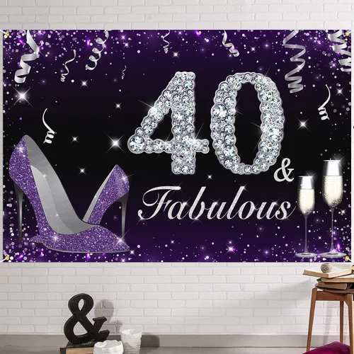 Vista 26 de HAMIGAR Fabuloso telón de fondo de cumpleaños tacones altos morados