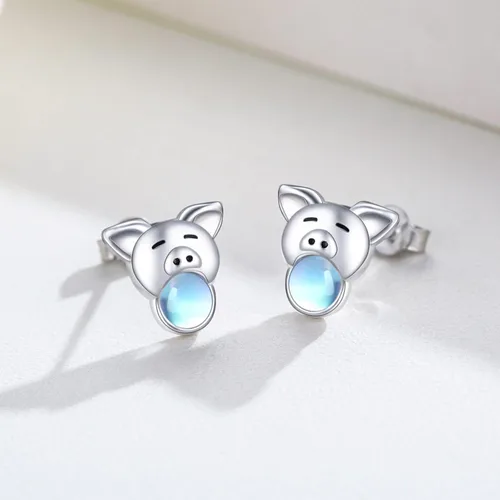 Vista 7 de JUSTKIDSTOY PigHedgehogFishButterflyFrog Earrings 925 Sterling Silver Cute Animal Stud Earrings Jewelry Gifts for Women Girls Hypoallergenic