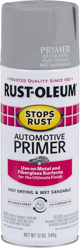 Vista 23 de Rust-Oleum 384757 Stops Rust Custom Spray de imprimación automotriz 5 en 1, 12 oz, gris oscuro mate