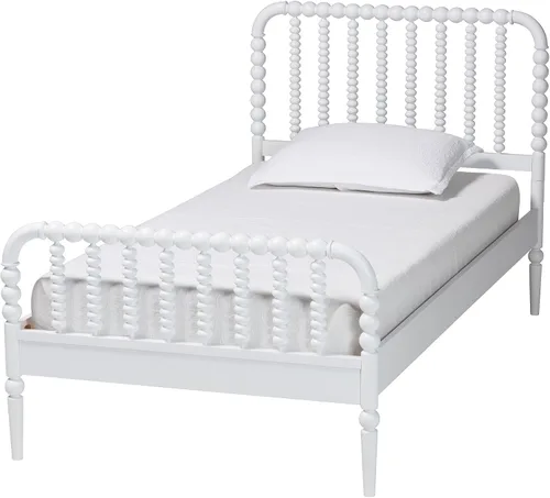 Vista 9 de Baxton Studio Lucera Bobbin - Cama de plataforma de madera, individual, color negro