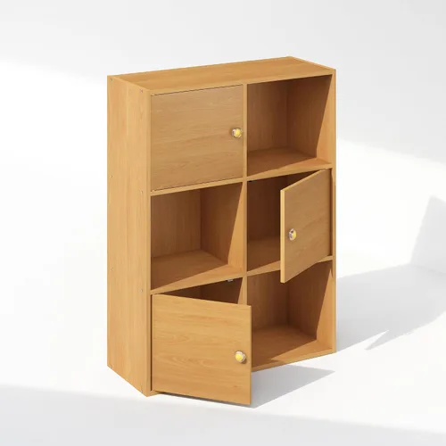 Vista 40 de Furinno PELLI - Estantería de 2 cubos con cubos abiertos y cerrados, armario organizador de almacenamiento de 2 x 1, 12.2 x 11.6 x 24.2, para sala