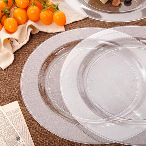 Vista 3 de bUCLA 30 platos de plástico transparente desechables, platos de plástico transparente resistentes de 10.25 pulgadas para fiestas y bodas
