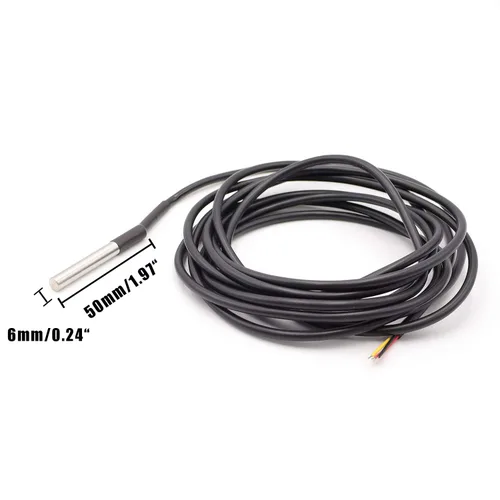 Vista 2 de TWTADE 3 unids DS18B20 3M Sensor de temperatura impermeable de acero inoxidable Rango de temperatura (-67.0 °F ~ +257.0 °F) Sensor de sonda