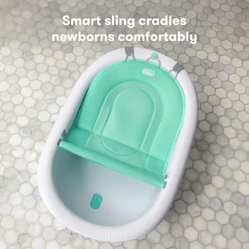 Vista 7 de Frida Baby Bañera de bebé 4 en 1 Grow-with-Me, bañera para recién nacidos a niños pequeños con asiento de baño extraíble y respaldo para soporte